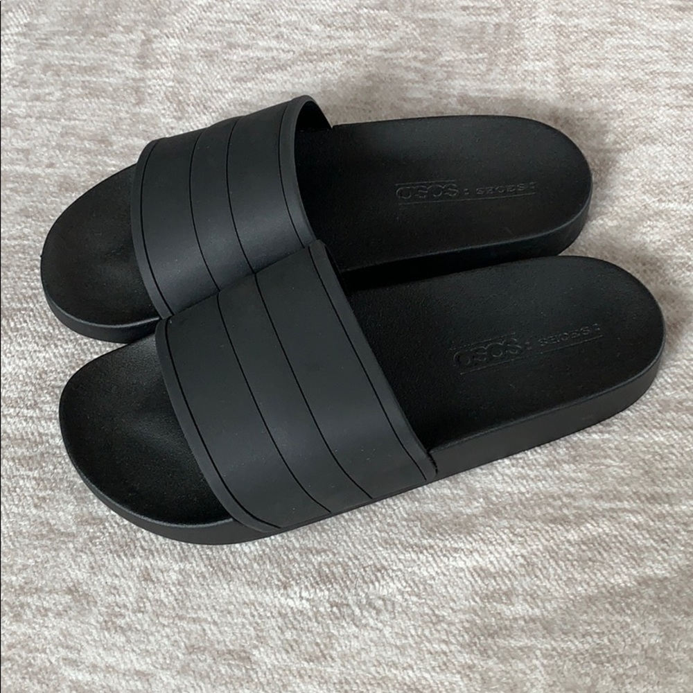 ASOS Black Slides Wide Width